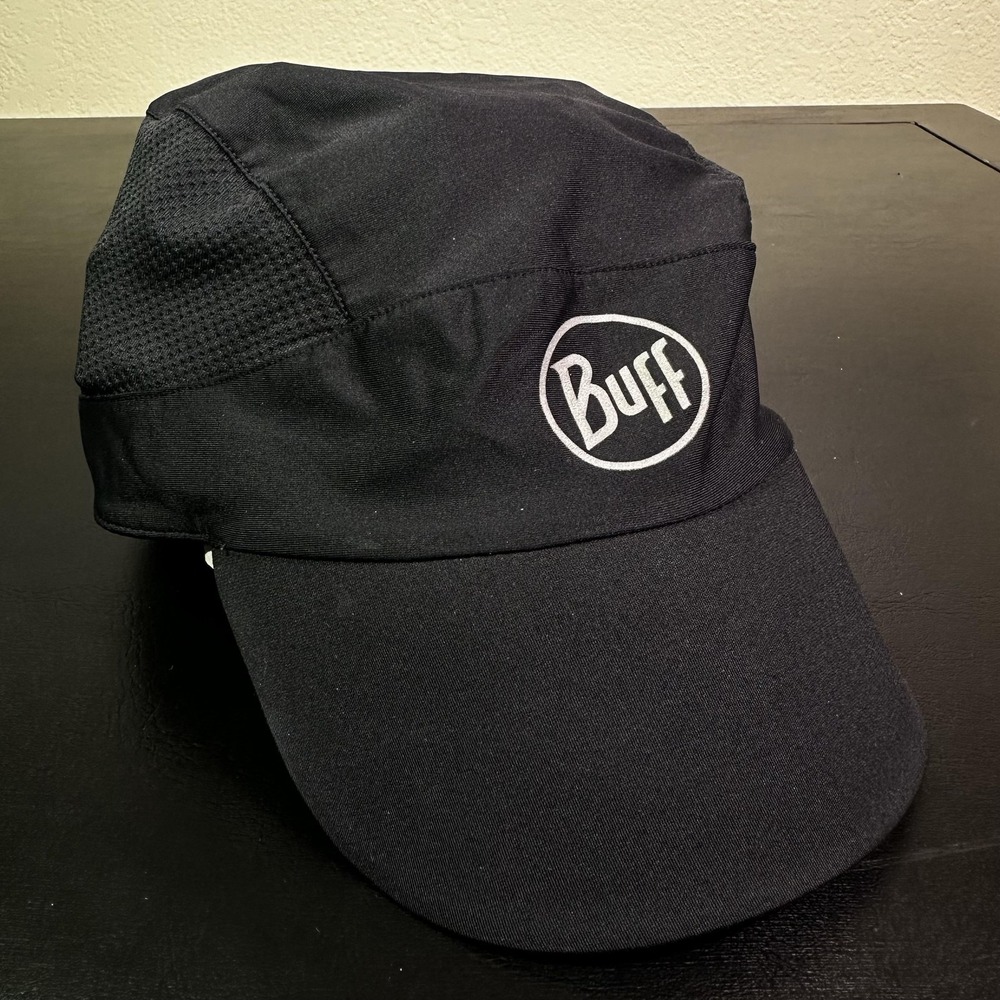 Buff Hat Cap Strap Back One Size Mens Black Mesh Lightweight Running Outdoor